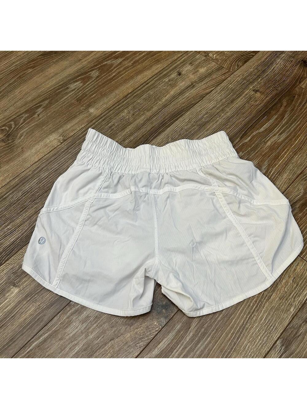 Lululemon Track That High-Rise Lined Shorts 3.5” White workout size 4 active run